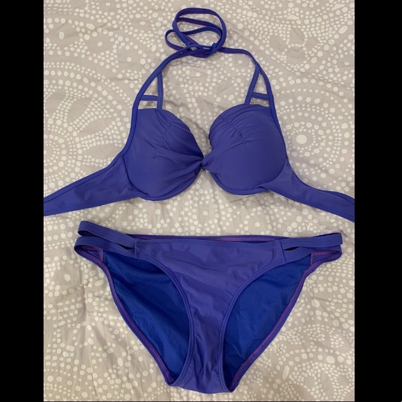 LA VIE EN ROSE royal blue bikini top & bottom - Picture 1 of 3